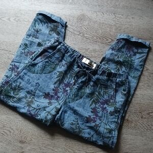 Topshop Moto Blue and Green Patterned Pants W30 L30 EUC